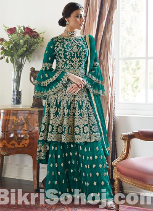 রেডিমেড জর্জেট এমব্রয়ডারি পার্টি ড্রেস